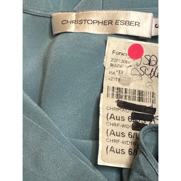 Christopher Esber Slope Tie Silk Dress in MARE 2 Womens Long Maxi Gown - Picture 9 of 16